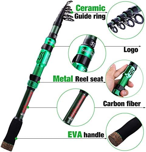 Sougayilang Telescopic Fishing Rod - 24 Ton Carbon Fiber,CNC Machined Reel Seat, Comfortable EVA Handle, Travel Fishing Rod for Bass Trout Fishing - Image 5