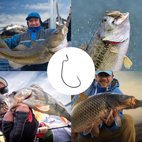 UCEC EWG Fishing Hooks, Offset Worm Hooks for Bass Fishing Hook Texas Rig - Image 7