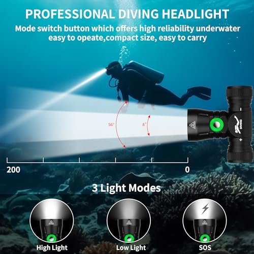 WINDFIRE DH100 Diving Headlamp Super Bright Scuba Dive Light 3 Modes - Image 2