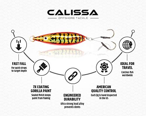 Calissa Offshore Tackle Fast Fall Jig 80g 150g 250g 300LBS Assist Hooks 3/0 Butterfly - Vertical Speed Lure Slow Pitch Flat - Glow Color Painted on Both Sides - Image 5