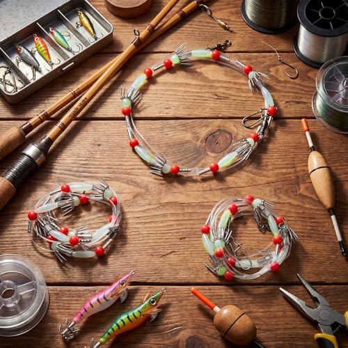 Therwen 6 Pcs Squid Catcher Daisy Chains Squid Jigs Lures Bait Glow Jig - Image 5
