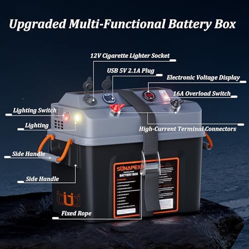SUNAPEX Trolling Motor Smart Battery Box 12V/24V Marine Power Center - Image 3