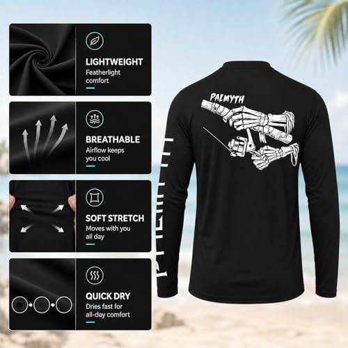 Palmyth Fishing Shirts for Men Long Sleeve UPF 50+ T Shirt Sun Protection - Image 4