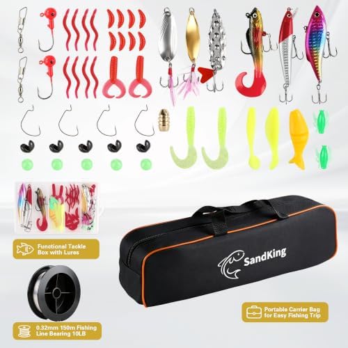 Fishing Pole Kit, Carbon Fiber Telescopic Fishing Rod and Reel Combo with Spinning Reel, Line, Bionic Bait, Hooks and Carrier Bag, Fishing Gear Set for Beginner Adults - Image 5