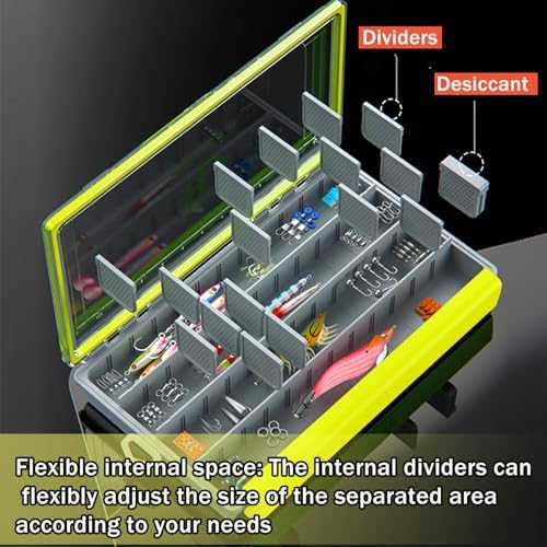 Deluxe Fishing Tackle Box, Waterproof 3600 and 3700 Tackle Trays, Organizer with Removable Dividers, Sealed Lure Box and Terminal Tackle Storage (1, 3600 Yellow) - Image 2