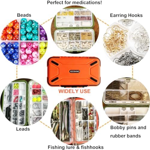 Small Fishing Tackle Box, Mini Floating Double-Sided Fishing Lure Box with Adjustable Dividers Multi-Purpose Storage Box(Orange) - Image 4