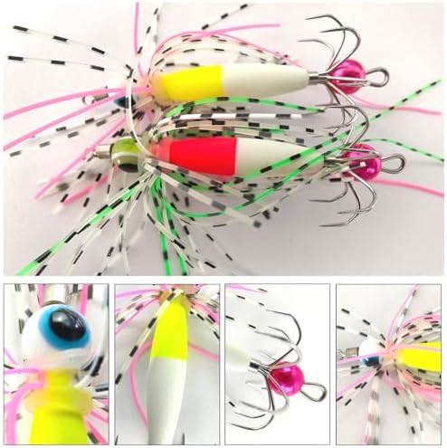 4/10Pcs Squid Jig Hooks Kit Saltwater Glow Squid Jigs Fluoresent Cuttlefish Sleeve Fishing Jigs Octopus Lure Glow in Dark with Tackle Box - Image 5