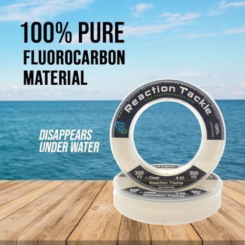 Reaction Tackle 100% Pure Fluorocarbon Fishing Line - High Strength, Abrasion-Resistant, Fast-Sinking, Virtually Invisible - Saltwater and Freshwater Leader Line - Image 2