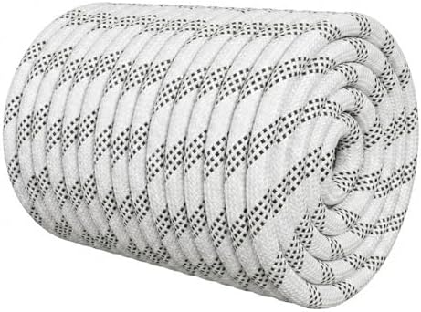 1/2 Inch Arborist Rigging Rope (100 Ft) - ASTM F2116 Certified (9,000 lbs MBS / 900 lbs SWL) - Static Polyester Bull Rope for Tree Climbing, Nautical Rigging & Swings (White) by Glfcai
