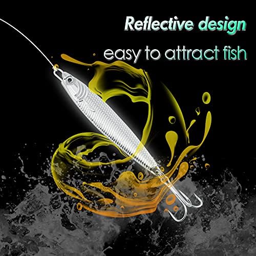Dr.Fish Fishing Jigs Jigging Spoon Saltwater Fishing Lure Casting Metal Spoon Surf Fishing Mackerel Striper Lures Stinger Bluefish Vertical Diamond Jig - Image 5