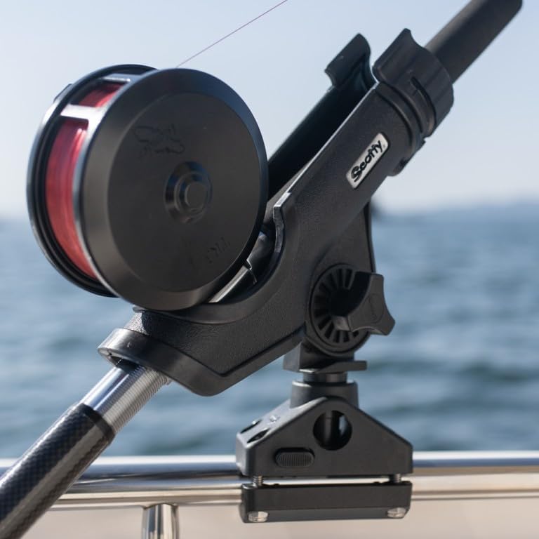Scotty #230 Powerlock Rod Holder with #241 Side/Deck Mount, Adjustable Boat Fishing Rod Holder, Universal Cradle Design, Side or Deck Mount Installation, Marine-Grade Construction - Image 6
