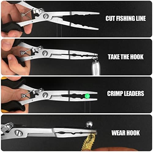 Hikary Long Nose Fishing Pliers,Ice Fishing Gear,Stainless Steel Hook Remover Braid Cutter Rustproof Fishing Multi-Tools Fishing Gripper for Freshwater Saltwater - Image 2
