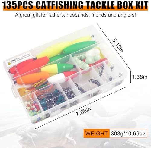SILANON Catfish Rig Tackle Making Kit, Catfishing Tackle Accessories with Catfish Floats Catfish Hooks Swivels Fishing Rattles Bells Beads Bobber Stoppers Catfishing Gear Equipment - Image 7