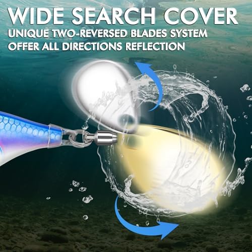 TRUSCEND Swim or Jig Fishing Spinner Baits for Freshwater and Saltwater, Rooster Tail Fishing Lures for Trout Bass Walleye Crappie Salmon Pike, Blade Bait with Copper Blade - Image 6
