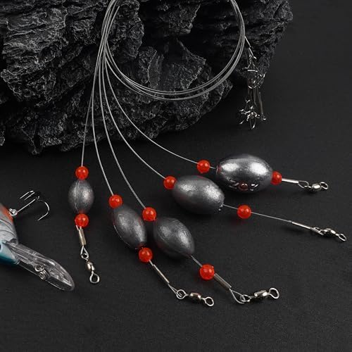 Egg Sinkers Fishing Weight Rigs, 8pcs Stainless Steel Wire Leader Rigs with Sinker Weights Carolina Rig for Flounder Catfish Saltwater Fishing 1/2oz-2oz - Image 5