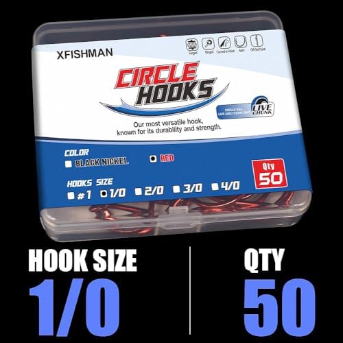 XFISHMAN Circle Hooks - Octopus Hooks Saltwater - 50 Pack #1 12/0 - Image 7