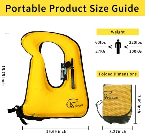 Rrtizan Snorkel Vest, Adults Inflatable Snorkeling Vest up to 220 lbs - Image 5