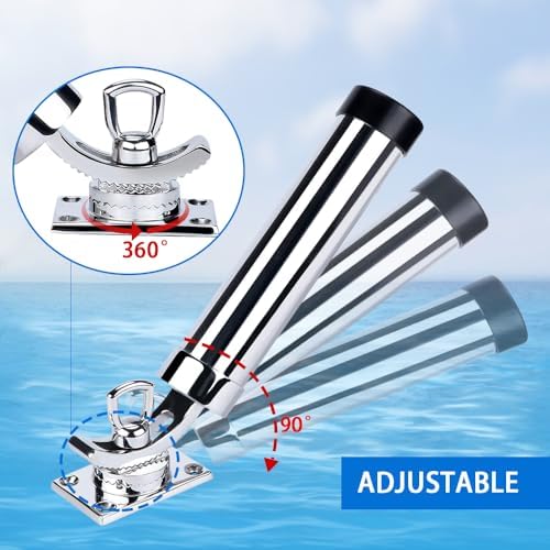Made Set of 2 Fishing Rod Holder, 316 Stainless Steel Adjustable Fishing Pole Holder, Marine Deck Mount Trolling Rod Holder for Boat Ship Yacht - Image 3