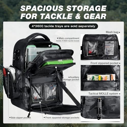 Ghosthorn Fishing Backpack with Rod Holder, Tackle Storage Bag Lightweight - Image 5