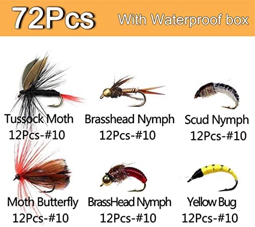 OutdoorFishing Fly Fishing Flies Kit Fly Assortment Trout Bass Fishing with Fly Box, 33/48/72/100/114/148pcs with Dry/Wet Flies, Nymphs, Streamers, Popper - Image 2