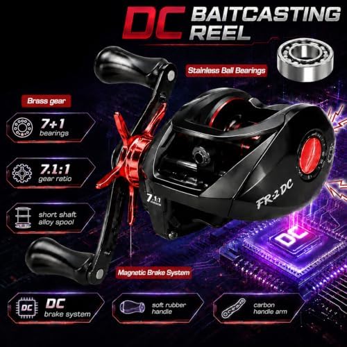 DC Baitcasting Reel with Smart Digital Brake, Anti-Backlash Fishing Reel with Signature DC Sound, Easy-Control 7.1:1 Baitcaster for Beginners & Bass Fishing - Image 3