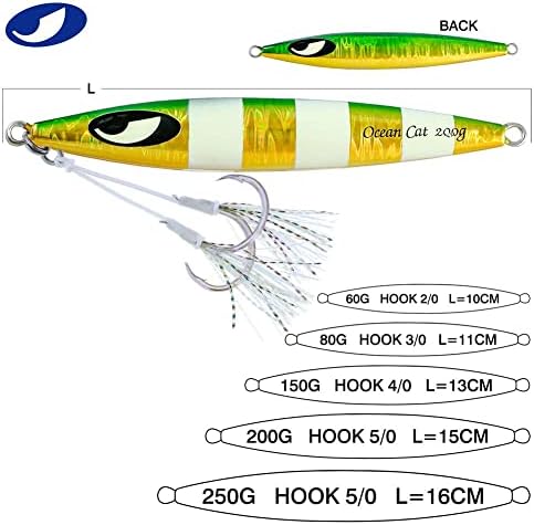 OCEAN CAT Lead Metal Flat Slow Fall Pitch Fishing Jigs Lures Sinking Vertical Jigging Bait with Butterfly Hook for Saltwater Fishing - Image 4