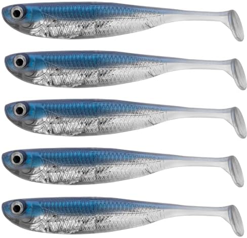 QualyQualy Soft Plastic Swimbait Paddle Tail Shad Lure Soft Bass Shad Bait Minnow Paddle Tail Swim Bait for Bass Trout Walleye Crappie - 2.75in, 3.14in, 3.94in, 5in by QualyQualy