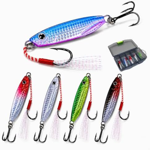 5PCS Metal Jig Fishing Lures with Box, 0.53oz for Bass & Trout by Unknown