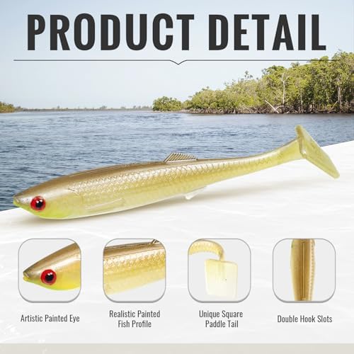 TRUSCEND Shadtale Easy Catch Soft Fishing Lures, Unique Vibration and Action for Various Rigs, Paddle Tail Swimbaits Trailer for Bass, Trout, Crappie, Walleye, Redfish, Saltwater & Freshwater Fishing - Image 5