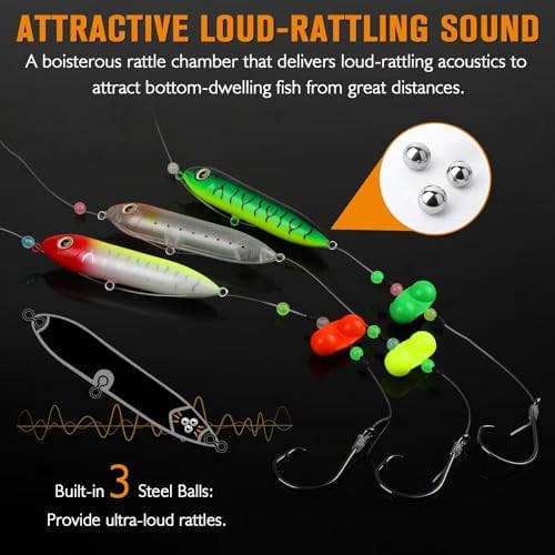 Dovesun Catfish Float Rigs with Catfish Rattles Rattling Catfish Tackle for Bank Fishing Santee Rig 6PCS - Image 3