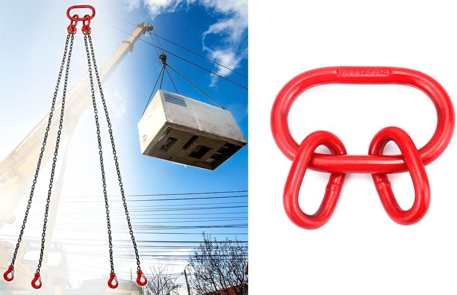 EGV Chain Sling Ring, Oblong Master Link Hoist Ring for Lifting Rigging,10361 lbs, Grade 80, Red（4.7T） - Image 6