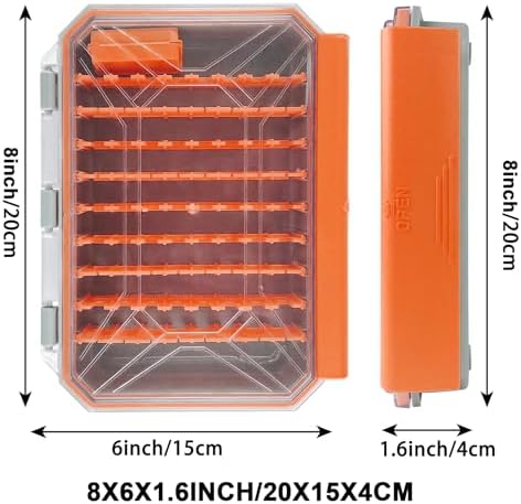 Aventik Bladed Jig Box Bearded Lures & Tackle Accessories Multiple Lure Organizer Case 8” x 6” x 1.6”(2, Lure Box Orange) - Image 2
