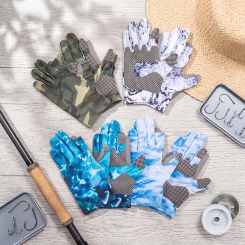 4 Pairs Fingerless Gloves Fishing Gloves, UPF 50+ Breathable, Quick-Drying Sun Protection for Men & Women Anti-Slip for Fishing, Cycling - Image 4