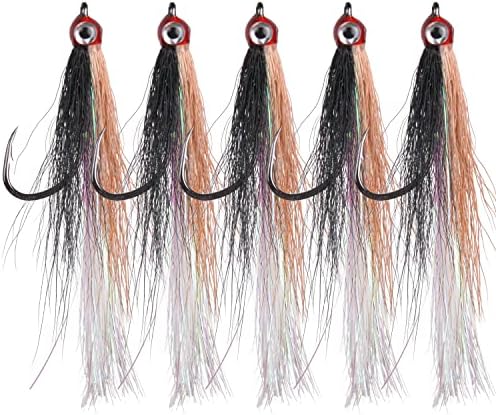 Clouser Minnow Fishing Flies Streamer Fly Fishing Lure Saltwater Striped Bass Flies Fishing Bucktail Teaser Hook Lures for Flounder Saltwater Freshwater Fishing by SILANON