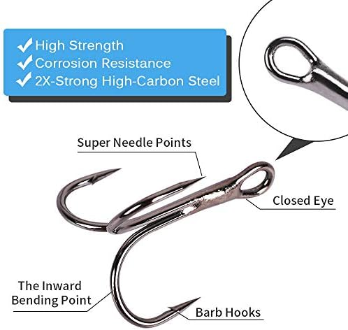 UCEC Fishing Hooks Treble Hooks for Trout Saltwater Freshwater Fish Hook - Image 2