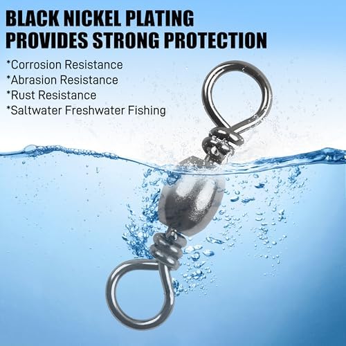 SILANON Barrel Swivels Fishing Tackle,60/120pcs Rolling Ball Fishing Swivels Connector Stainless Brass Solid Rings High Strength Saltwater Fishing Swivels Accessories - Image 5