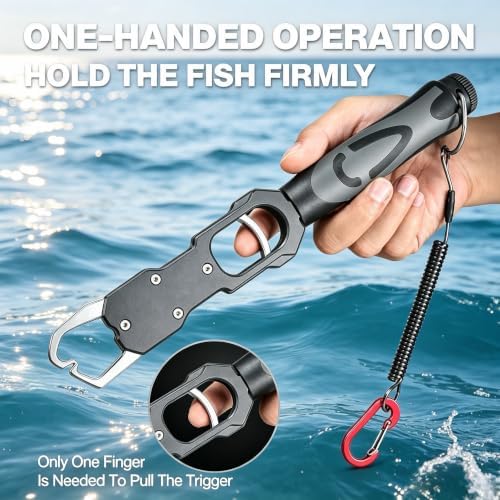 Fish Lip Gripper with Scale，40LB Fish Gripper with 360° Swivel Handle - Image 5