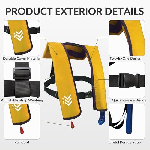 Inflatable Life Jackets for Adults Automatic Life Vests PFD Low Profile Load Capacity Up to 330lbs - Image 4