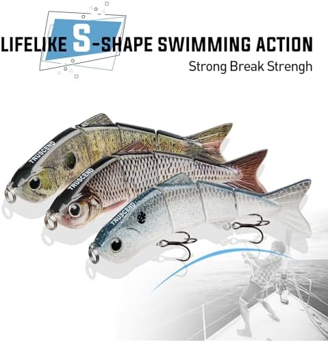 TRUSCEND Swimmax Easy Catch Fishing Lures with BKK Hooks, Wiggling, Vibrating, Rattling and Gurgling for More Bites, Heavy-Duty Dyneema Fiber Jointed Swimbaits for Bass, Trout, Crappie, Walleye, Pike - Image 4