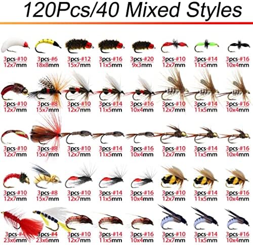 Fly Fishing Flies Kit 40/137pcs Dry/Wet Flies Assortment Nyphms Popper Streamer for Trout Bass Steelhead Fish+ Fly Box - Image 2