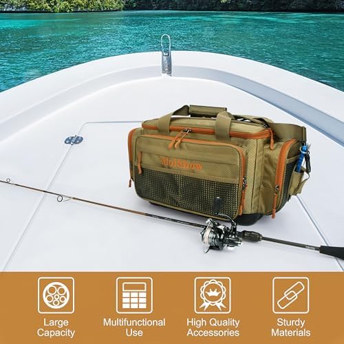 Fishing Tackle Box Bag - Fishing Bags for Saltwater or Freshwater (#Khaki) Fishing Tackle Bags - Padded Shoulder Strap - Tackle Bag for 3600 3700 Tackle Box - Image 2