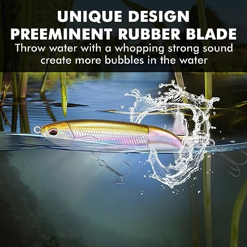 TRUSCEND Top Water Fishing Lures with BKK Hooks, Easy Catch Plopper Lure for Freshwater or Saltwater, Floating Lures for Bass, Pike, Catfish, Surface Wobble PoPobait Bass Baits Fishing Gifts for Men - Image 6