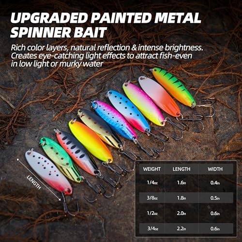 Jigging Spoon Fishing Lures, Slant Cut Metal Spoon with Glow, High Flash, Sharp Treble Hooks, Precision Wobble for Bass, Trout, Pike & Walleye - Image 5