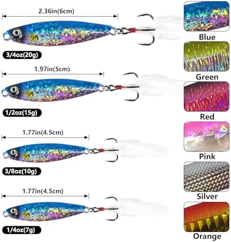 Eupheng Micro Shore Jigging Lure, Metal Jigs Fishing Lures Saltwater, Vertical Jigging & Shore Casting Baits for Tuna Salmon Bass Striper Mackerel - Image 2