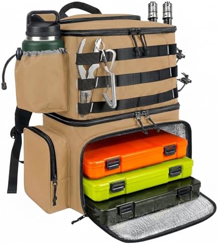 MATEIN Fishing Backpack, Tackle Storage Bag with Rod Holders & Cooler by MATEIN