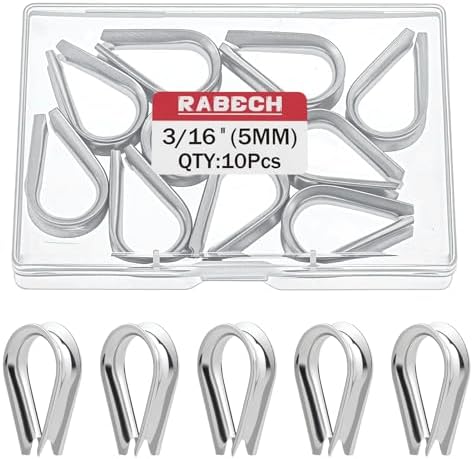 M5 3/16 Inch Wire Rope Thimble 3/16" Stainless Steel Thimbles for Wire Rope Cable Thimble Rigging (Pack of 10Pcs) by RABECH
