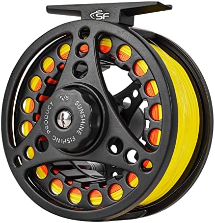 SF SF-001 Large Arbor Fly Fishing Reel with Aluminum Alloy Body 3/4wt 5/6wt 7/8wt Die Cast Pre-Loaded Fly Reel with Line Combo for Trout Bass Carp Pike Panfish by SUNSHINEFISHING