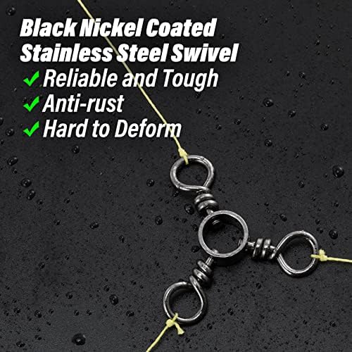 Dr.Fish 50 Pack 3 Way Swivel Fishing Tackle 30-220Lb Catfish Swivels Three Way Rigs Freshwater Saltwater Catfish Tackle - Image 4