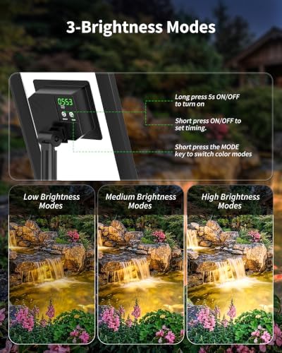 POPOSOAP 8W Warm White Solar Pond Lights with Timer (6 Headlamp) - Image 5