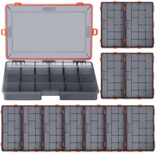Wonderjune 12 Pack Fishing Tackle Box Waterproof 3600 Tackle Tray, Orange by Wonderjune